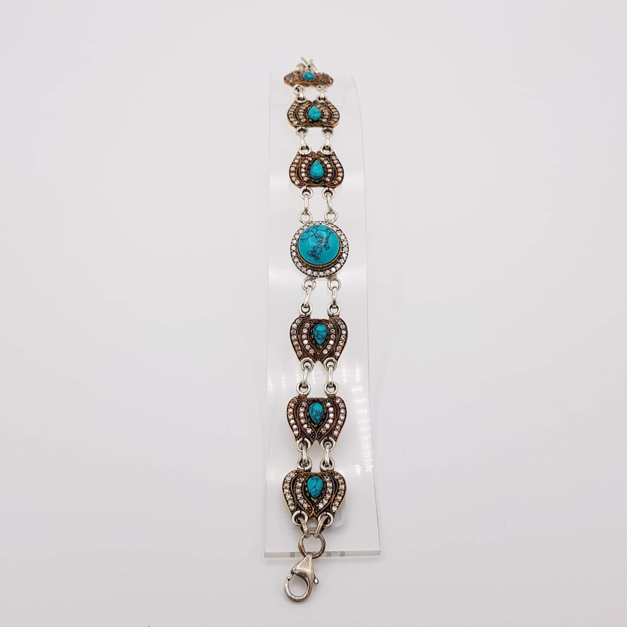 Turquoise Silver Ornate Bracelet | Pashon