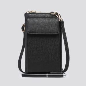 Black Purse & Phone Bag With Gold Zip