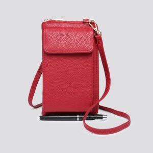 Red Purse & Phone Bag With Gold Zip