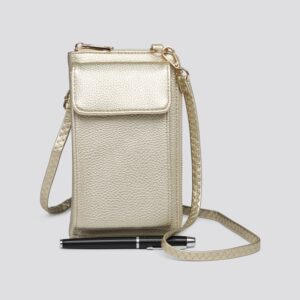 Gold Purse & Phone Bag With Gold Zip