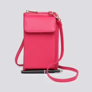 Fuchsia Purse & Phone Bag With Gold Zip